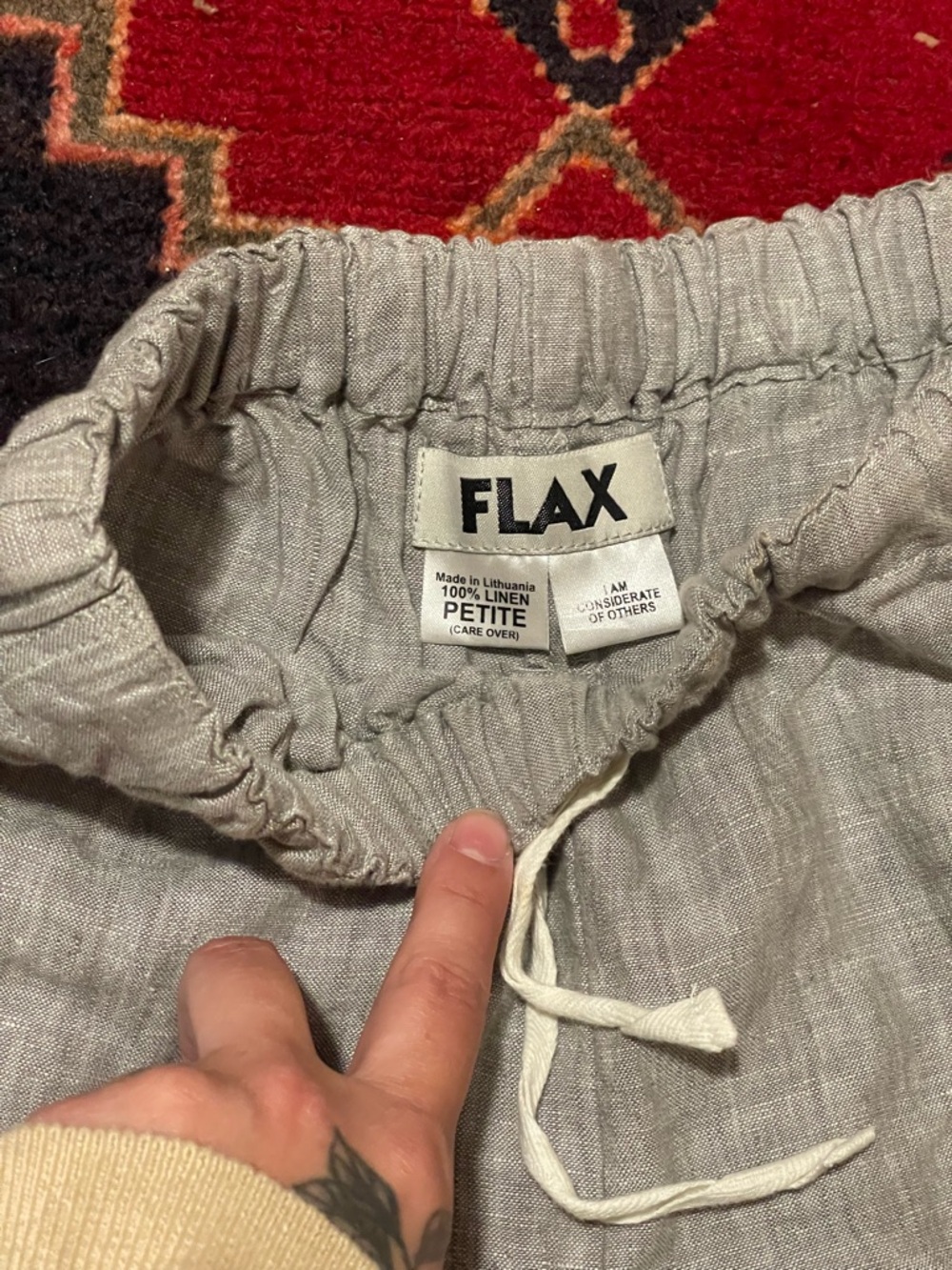 VINTAGE Flax 100% linen Culotte slate trousers - Vintage Small